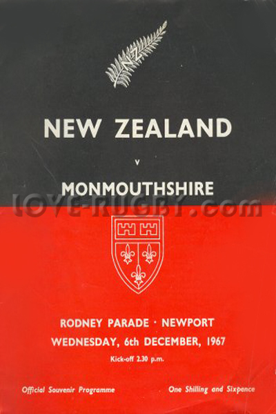 1967 Monmouthshire v New Zealand  Rugby Programme